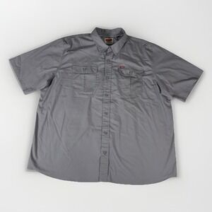 Wrangler Mens Short Sleeve Button Up 2XL Gray Work Shirt‎ Workwear Chest pockets